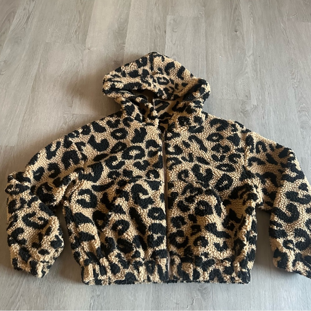 SHEIN sherpa leopard print sweater